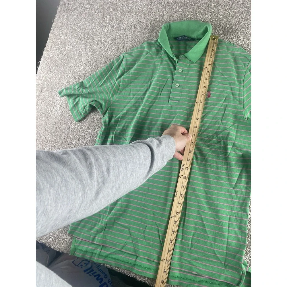 Polo Ralph Lauren Soft Pima Touch Cotton Polo Green/Pink Striped Men M Pink Pony